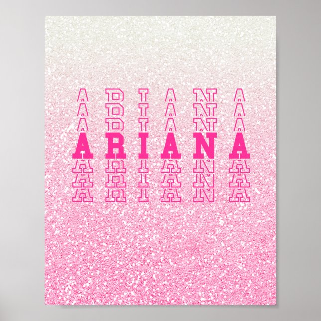 Poster Nom de répétition personnalisée Ariana Pink (Devant)