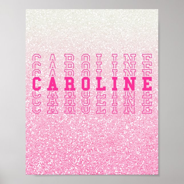 Poster Nom de répétition personnalisée Caroline Pink (Devant)