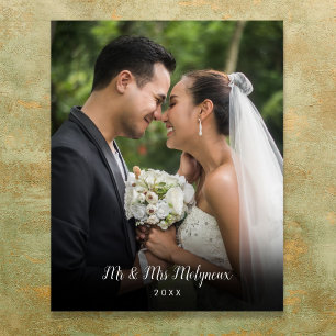 Poster Nom de script de photo de mariage préféré Date