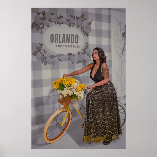 Poster Nom de ville personnalisable Art Vélo - Style Vint (Devant)