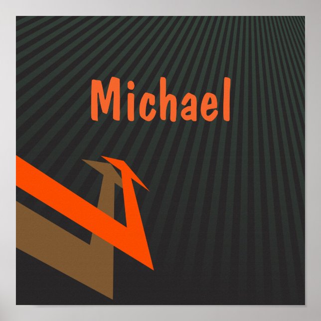Poster Nom d'enfant personnalisé Noir avec flèche moderne (Devant)