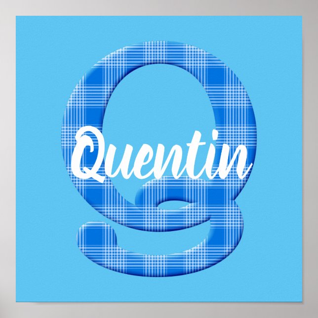 Poster Nom du garçon Lettre personnalisée plaid Q (Devant)