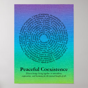 Poster Nom du groupe d'animaux/Poster sur la coexistence 