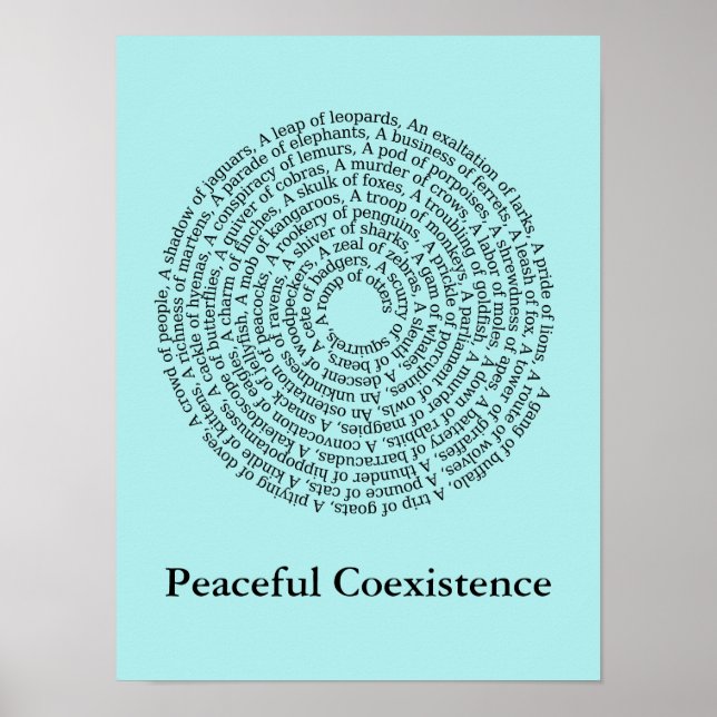 Poster Nom du groupe d'animaux/Poster sur la coexistence  (Devant)