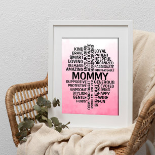 Poster Nom du nuage de mot maman Pink Ombre