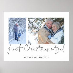 Poster Nom élégant de 2 photos de Noël 1ère retraite