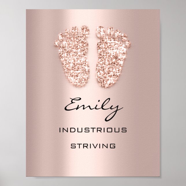 Poster Nom Emily Signifie Nouveau bébé pieds Rose cadeau (Devant)