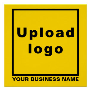 Poster Nom et logo de l'entreprise sur Carré jaune brilla