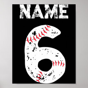 Poster Nom Et Numéroté 6 Baseball Équipe De Baseball T Sh