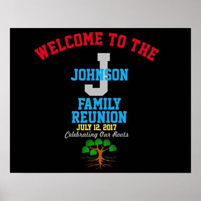 Poster Nom Famille Réunion avec n'importe quelle date - (Devant)