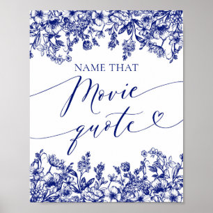 Poster Nom Floral Bleu Que Citation Film Jeu De Douche Pa