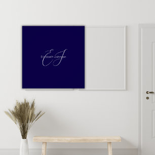 Poster nom minimaliste classique bleu et blanc customisé