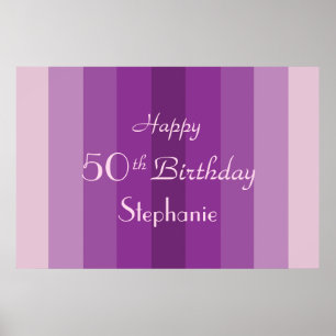 Poster Nom personnalisé, 50 ans, Anniversaire, Rayure vio
