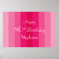 Nom personnalisé 80 ans Anniversaire Rayures roses