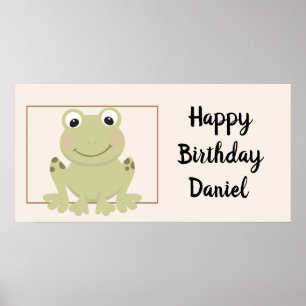 Poster Nom personnalisé et animal de dessin de grenouille