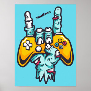 Poster Nom personnalisé Gamer Zombie