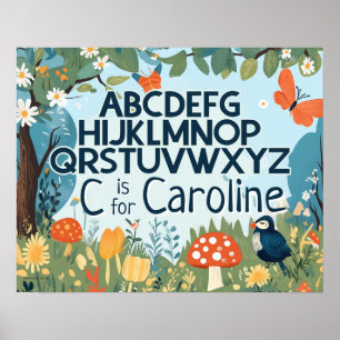 Poster Nom personnalisé Garçons Filles Nursery Alphabet