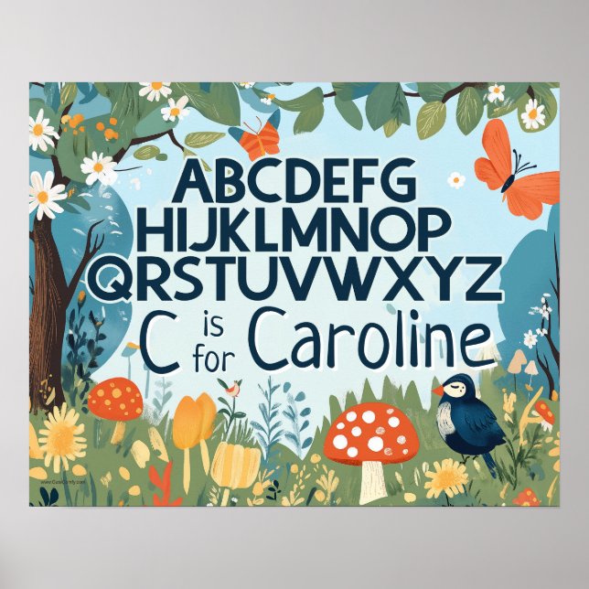 Poster Nom personnalisé Garçons Filles Nursery Alphabet (Devant)