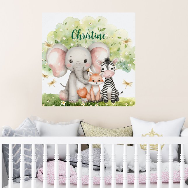 Poster Nom personnalisé Jungle Animaux libellules (Créateur téléchargé)