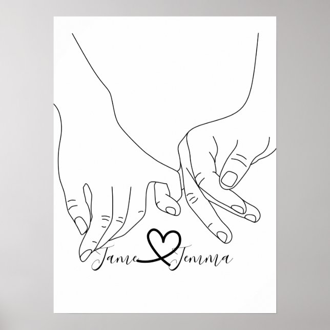 Poster Nom personnalisé Ligne de main de maintien (Devant)