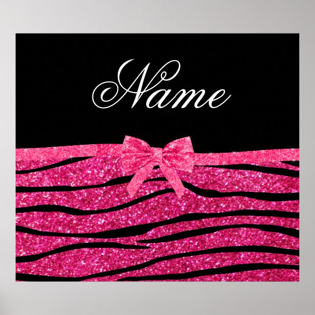 Poster Nom personnalisé parties scintillant rose chaud zè (Devant)