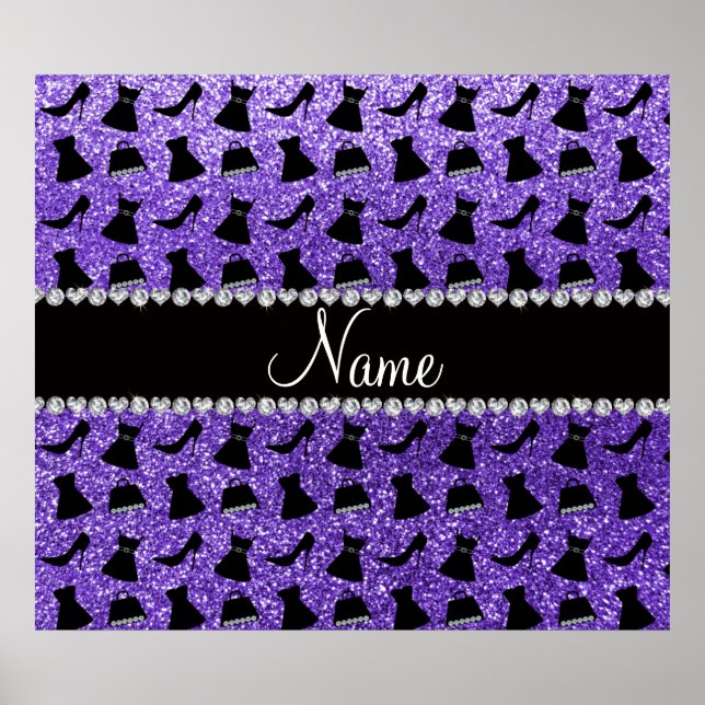 Poster Nom personnalisé parties scintillant violet hauts  (Devant)