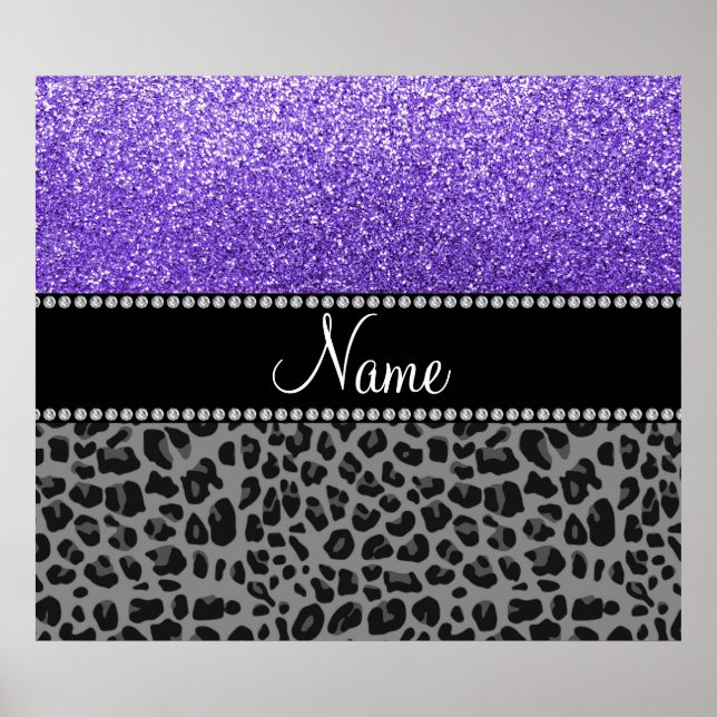 Poster Nom personnalisé parties scintillant violet noir l (Devant)