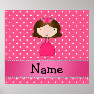 Poster Nom personnalisé princesse rose pois rose