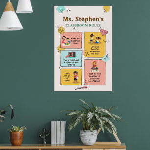 Poster Nom personnalisé Style rétro Règles de classe de l