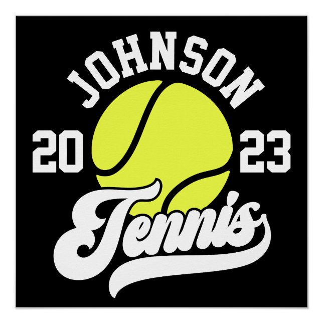 Poster NOM Personnalisé Tennis Lecteur Racket Ball Court (Devant)