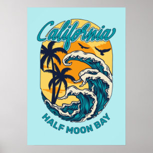 Poster Nom personnalisé / Texte Californie Surf