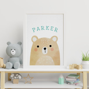 Poster Nom personnalisé Woodland Art Imprimer Nursery A