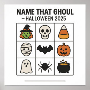 Poster Nom Que Ghoul Halloween 2025 Jeu Fiche Bingo