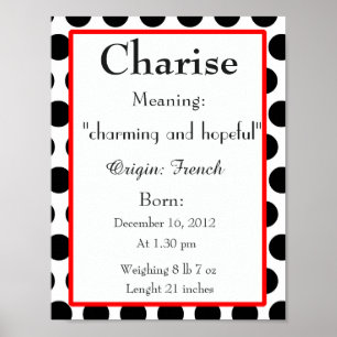 Poster Nom signifiant garderie Nom de la charise