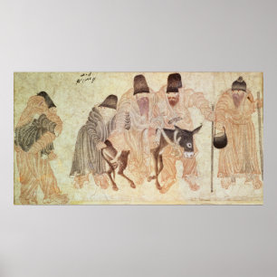 Poster Nomades mongols avec un âne, XVème siècle