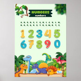 Poster Nombre comportant des dinosaures
