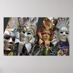 Poster Nombreux visages de Mardi Gras