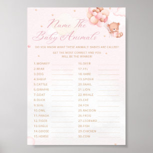 Poster Nommez le baby shower de l'ours en peluche des béb