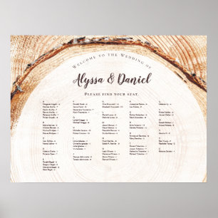 Poster Noms de script Rustique Mariage Arbre sangles assi