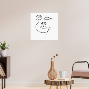 Poster Non-dit – Art abstrait minimaliste du visage en un