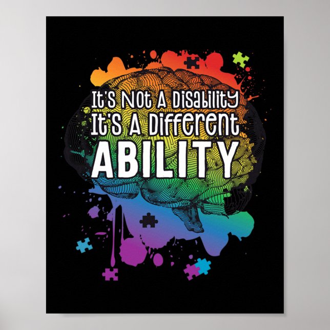 Poster Non Handicap Une capacité différente Autisme (Devant)