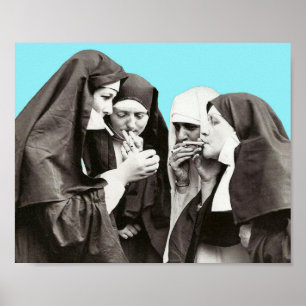 Poster Nonnes fumant la photographie vintage 