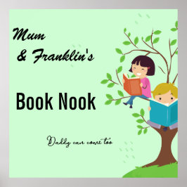 Poster Nook de livre de maman et d'enfant. Noms et texte 