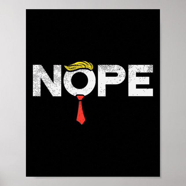 Poster Nope anti-Trump Cravate rouge perruque Stop Donald (Devant)