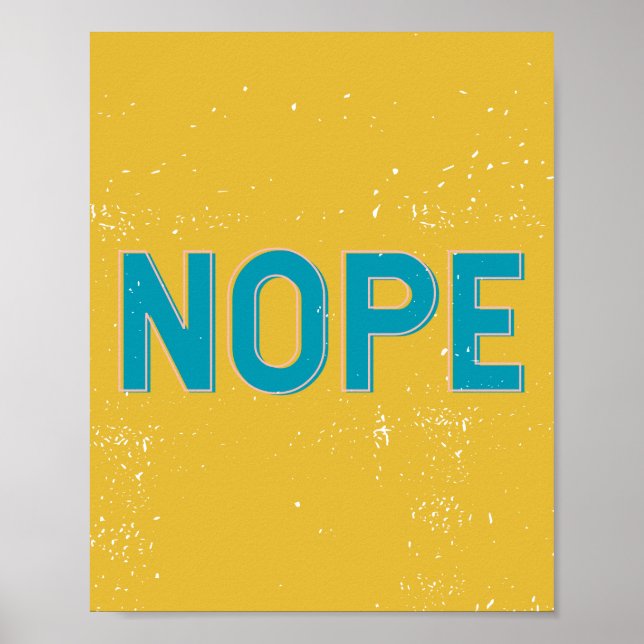 Poster Nope épinglé Typographie de Grunge Jaune Bleu (Devant)