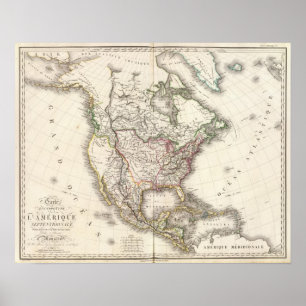 Poster Nord-américain a gravé la carte