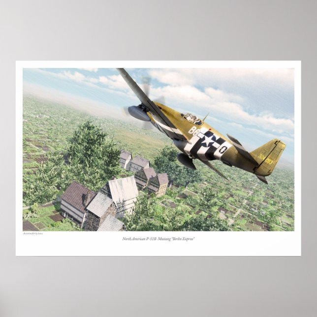 Poster Nord-américain P-51B Mustang 'Express de Berlin (Devant)
