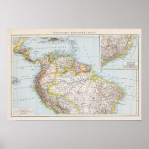 Poster Nordliches Blatt de Sudamerika - carte de