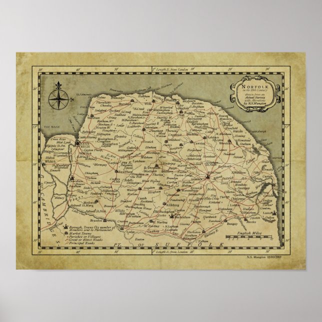 Poster Norfolk du XVIIIe siècle (Devant)