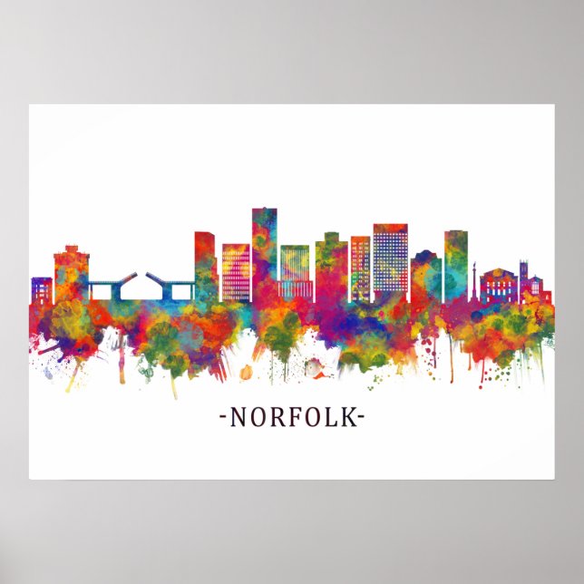 Poster Norfolk Virginia Skyline (Devant)
